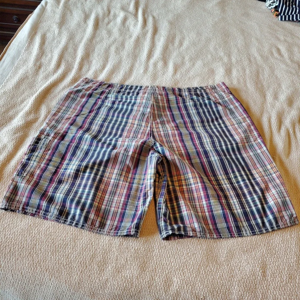 Polo Ralph Lauren Mens‎ Plaid Board Shorts Size 36 Madras Swim Trunks Cargo Navy